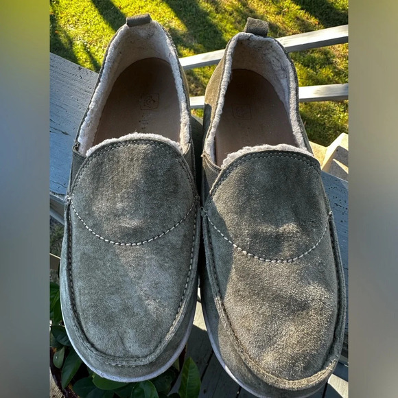 SPENCO Women’s 7.5 WIDE Fiesta Cozy Slip-On Olive Suede Orthotic Blended Wool - Picture 4 of 16